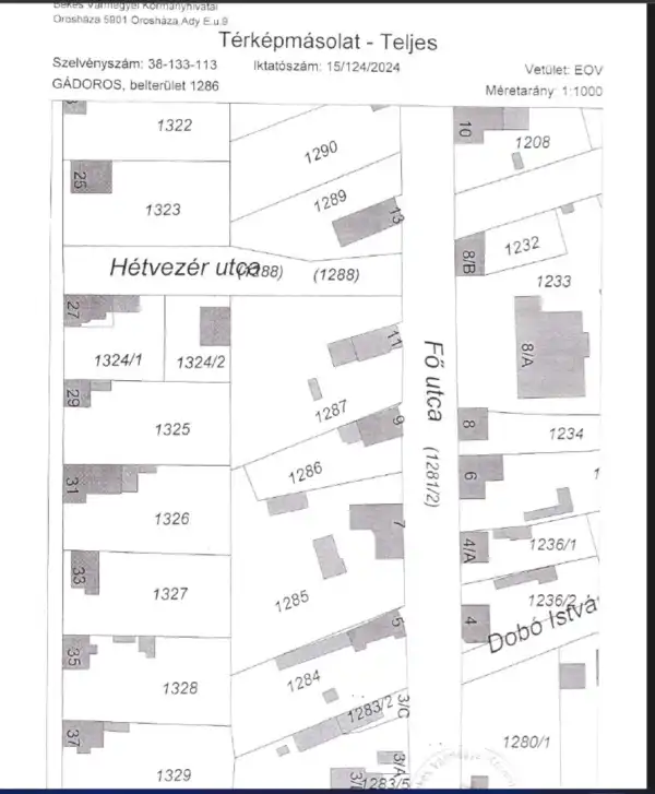 Eladó Építési telek, Gádoros 886 m² 1.5 M Ft