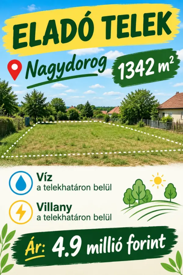 Eladó Építési telek, Nagydorog 1342 m² 4.9 M Ft