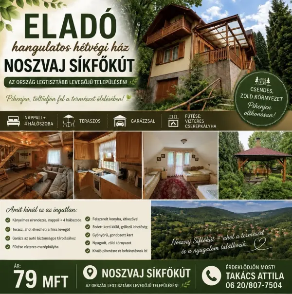Eladó ingatlan, Noszvaj 5 szoba 75 m² 79 M Ft