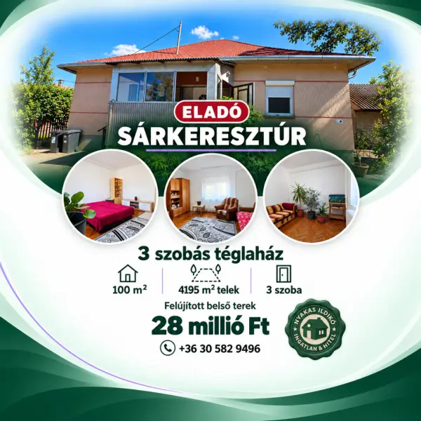 Eladó ingatlan, Sárkeresztúr 3 szoba 100 m² 28 M Ft