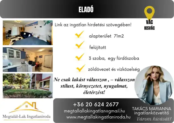 Eladó lakás, Vác 3 szoba 71 m² 63 M Ft