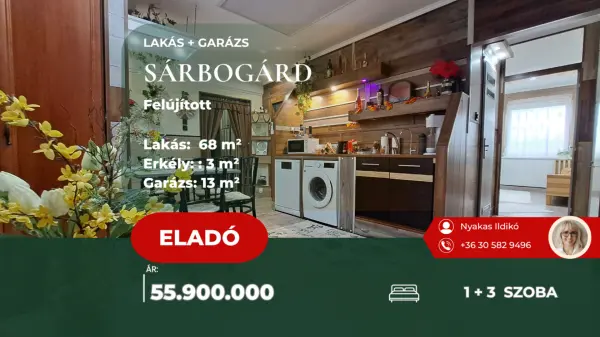Eladó panel lakás, Sárbogárd 1+3 szoba 68 m² 55.9 M Ft