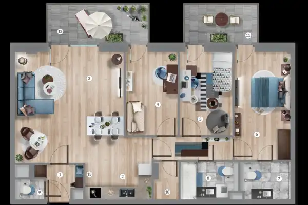 Eladó új építésű lakás, Budapest, XIII. kerület 4 szoba 90 m² 154.49 M Ft