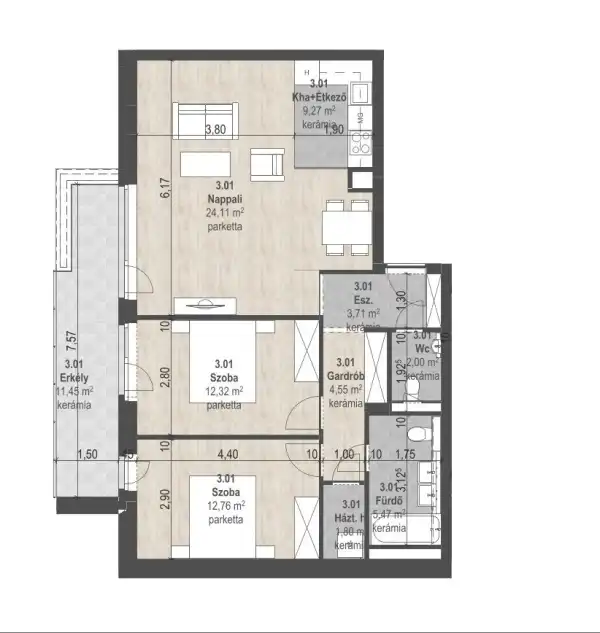 Eladó új építésű lakás, Budapest, XIII. kerület 3 szoba 75 m² 143 M Ft