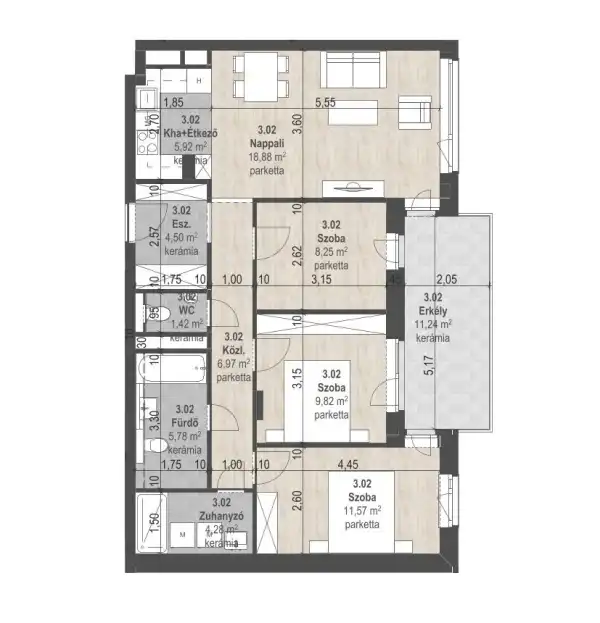 Eladó új építésű lakás, Budapest, XIII. kerület 4 szoba 77 m² 145.09 M Ft