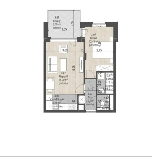 Eladó új építésű lakás, Budapest, XIII. kerület 2 szoba 43 m² 87.89 M Ft