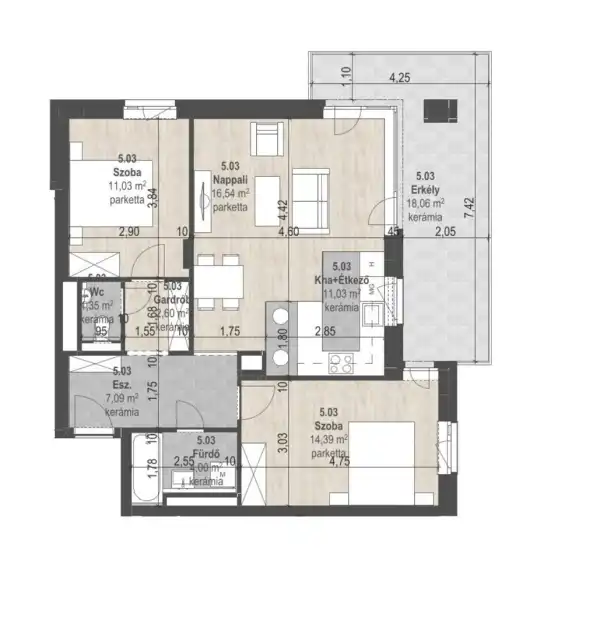 Eladó új építésű lakás, Budapest, XIII. kerület 4 szoba 68 m² 140.63 M Ft