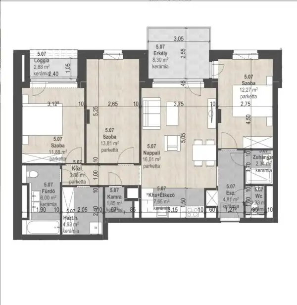 Eladó új építésű lakás, Budapest, XIII. kerület 4 szoba 86 m² 166.21 M Ft