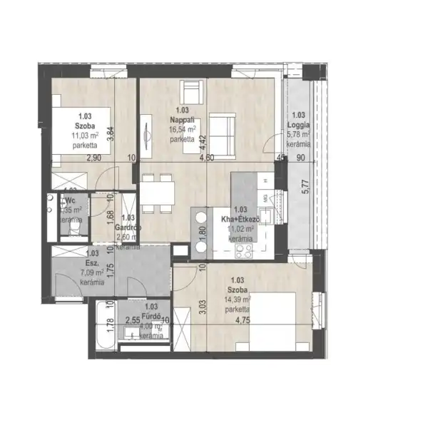 Eladó új építésű lakás, Budapest, XIII. kerület 3 szoba 68 m² 124.11 M Ft