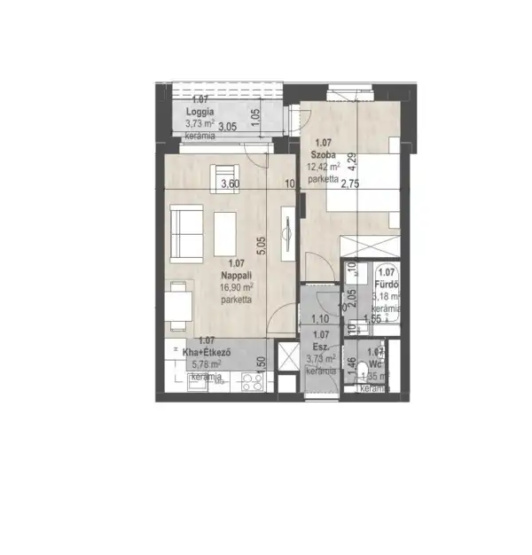 Eladó új építésű lakás, Budapest, XIII. kerület 2 szoba 43 m² 80.5 M Ft