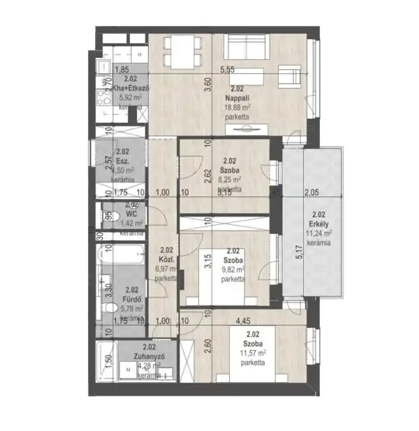 Eladó új építésű lakás, Budapest, XIII. kerület 4 szoba 77 m² 138.71 M Ft