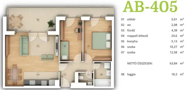 Eladó új építésű lakás, Budapest, XIV. kerület 3 szoba 63 m² 124.2 M Ft