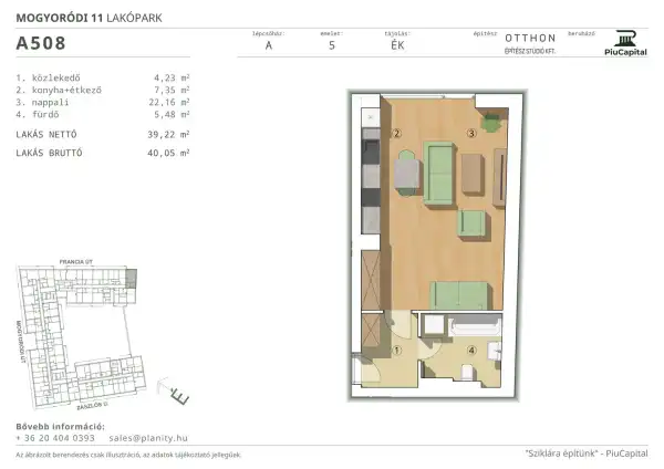 Eladó új építésű lakás, Budapest, XIV. kerület 1 szoba 39 m² 69.06 M Ft