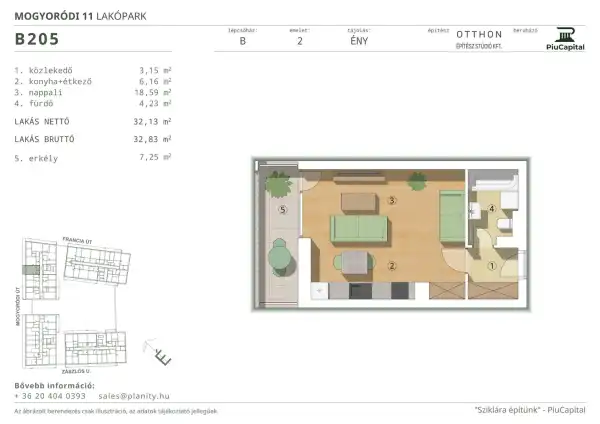 Eladó új építésű lakás, Budapest, XIV. kerület 1 szoba 32 m² 64.05 M Ft