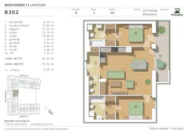 Eladó új építésű lakás, Budapest, XIV. kerület 3 szoba 73 m² 124.68 M Ft