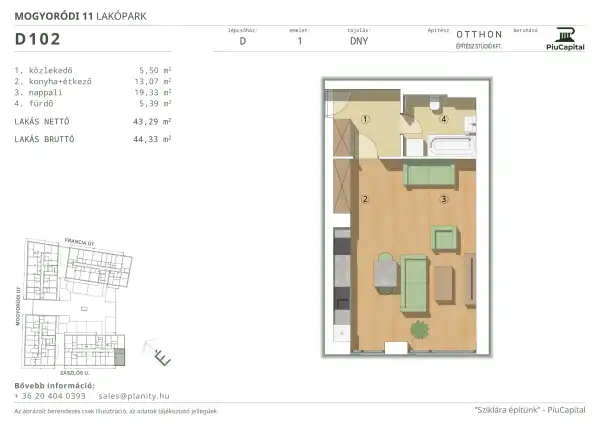 Eladó új építésű lakás, Budapest, XIV. kerület 1 szoba 43 m² 76.24 M Ft