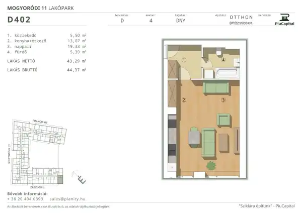 Eladó új építésű lakás, Budapest, XIV. kerület 1 szoba 43 m² 81.46 M Ft