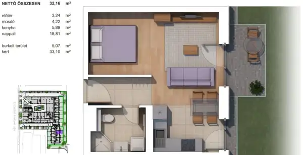 Eladó új építésű lakás, Budapest, XIV. kerület 1 szoba 32 m² 79 M Ft