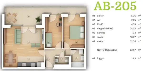 Eladó új építésű lakás, Budapest, XIV. kerület 3 szoba 63 m² 121.2 M Ft