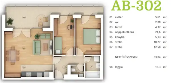 Eladó új építésű lakás, Budapest, XIV. kerület 3 szoba 63 m² 122 M Ft