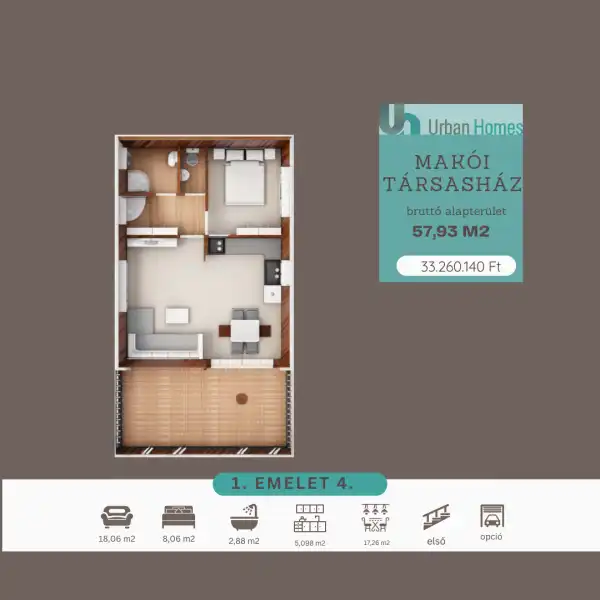 Eladó új építésű lakás, Orosháza 2 szoba 40 m² 33.26014 M Ft