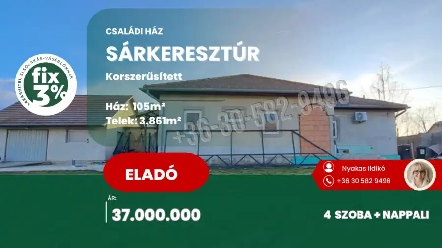 eladó újszerű családi ház, Sárkeresztúr