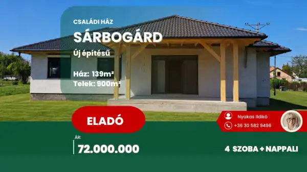 Eladó újszerű ingatlan, Sárbogárd 4 szoba 139 m² 72 M Ft