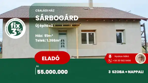 Eladó újszerű ingatlan, Sárbogárd 3 szoba 91 m² 55 M Ft
