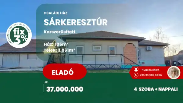 Eladó újszerű ingatlan, Sárkeresztúr 4 szoba 105 m² 51 M Ft